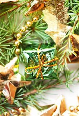 simsearch:400-05381288,k - Christmas decorations with pine leaves Stock Photo - Budget Royalty-Free & Subscription, Code: 400-05381284