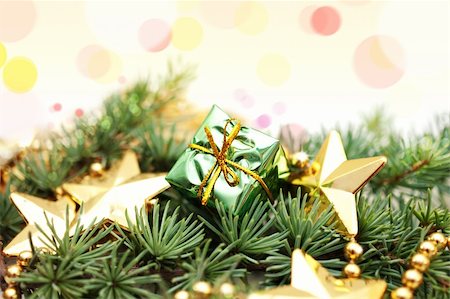 simsearch:400-05381288,k - Christmas decorations on a blokeh lights background Stock Photo - Budget Royalty-Free & Subscription, Code: 400-05381282