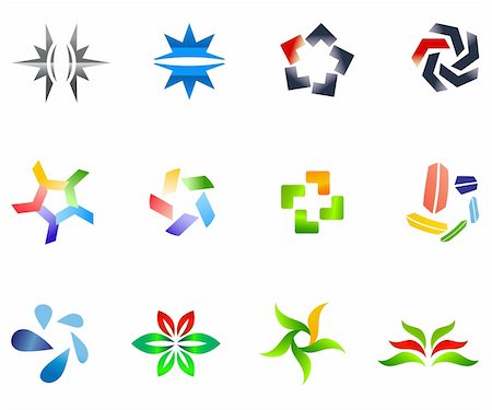 12 different colorful vector symbols: (set 4) Stock Photo - Budget Royalty-Free & Subscription, Code: 400-05383003