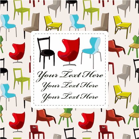 cartoon chair furniture card Stock Photo - Budget Royalty-Free & Subscription, Code: 400-05383173