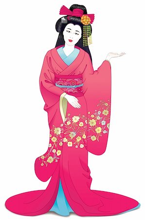 Welcome from Japanese geisha in ethnic kimono Stock Photo - Budget Royalty-Free & Subscription, Code: 400-05383537