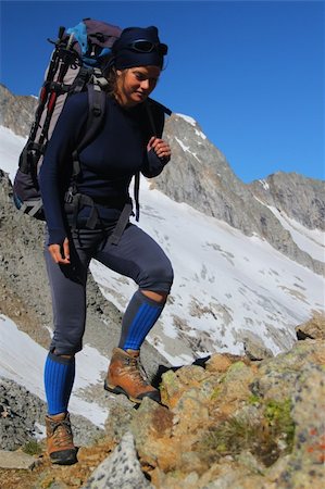 Young woman trekking in the Austrian Alps Stock Photo - Budget Royalty-Free & Subscription, Code: 400-05383657