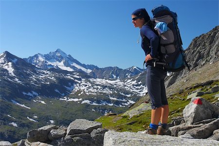 Young woman trekking in the Austrian Alps Stock Photo - Budget Royalty-Free & Subscription, Code: 400-05383658