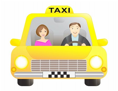 Taxi car with driver and passenger, isolated Stock Photo - Budget Royalty-Free & Subscription, Code: 400-05383930