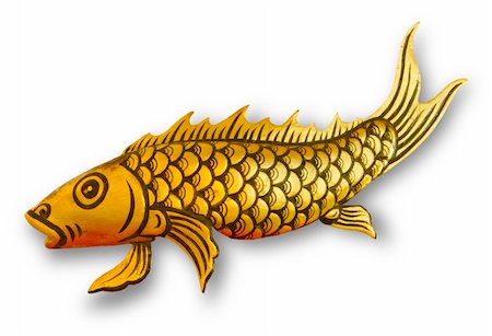 golden fish statue for luck of life Stock Photo - Budget Royalty-Free & Subscription, Code: 400-05383975