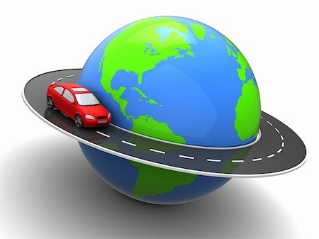 earth globe line art - 3d illustration of car on road around earth globe Stock Photo - Budget Royalty-Free & Subscription, Code: 400-05664435