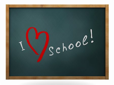 pupil in a empty classroom - 3d illustration of chalkboard with 'I love school' sign Stock Photo - Budget Royalty-Free & Subscription, Code: 400-05664438
