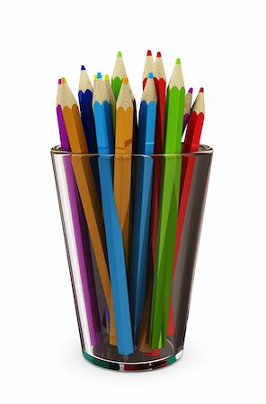 pencil crayon - 3d illustration of many colorful pencils in glass Foto de stock - Super Valor sin royalties y Suscripción, Código: 400-05664458