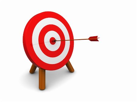 simsearch:400-04600474,k - 3d illustration of archery target hit with arrow, over white background Stock Photo - Budget Royalty-Free & Subscription, Code: 400-05664450