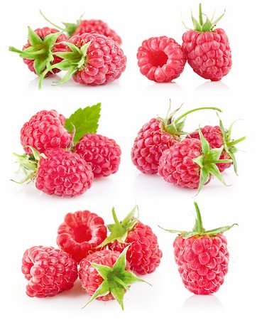 simsearch:400-05664137,k - set raspberry with green leaf isolated on white background Stock Photo - Budget Royalty-Free & Subscription, Code: 400-05664755