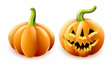 pumpkin plant white background - halloween pumpkin jack-o'-lantern with angry face vector illustration isolated on white background Stock Photo - Budget Royalty-Free & Subscription, Code: 400-05667688