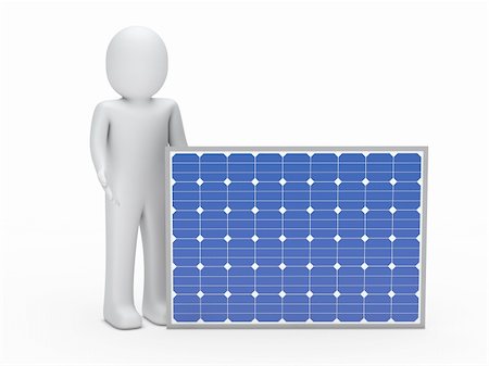 3d man solar panel blue ernergy human Stock Photo - Budget Royalty-Free & Subscription, Code: 400-05669190
