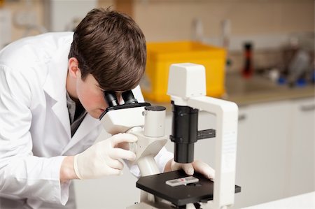 simsearch:400-05669968,k - Close up of a science student looking in a microscope in a laboratory Stock Photo - Budget Royalty-Free & Subscription, Code: 400-05669949