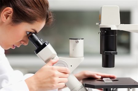 simsearch:400-05669968,k - Close up of a female science student looking in a microscope in a laboratory Stock Photo - Budget Royalty-Free & Subscription, Code: 400-05669976