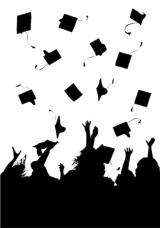 simsearch:400-06688304,k - Graduation - flying hats in the air Photographie de stock - Aubaine LD & Abonnement, Code: 400-05663551