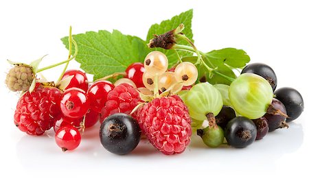 simsearch:400-05664137,k - set fresh berries with green leaf isolated on white background Stock Photo - Budget Royalty-Free & Subscription, Code: 400-05663636