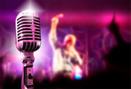 simsearch:400-04630784,k - Music background with vintage microphone and concert Stock Photo - Budget Royalty-Free & Subscription, Code: 400-05663910