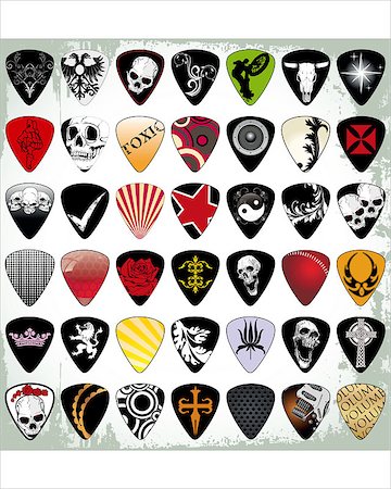 Guitar picks or plectrums with custom designs Stock Photo - Budget Royalty-Free & Subscription, Code: 400-05663961