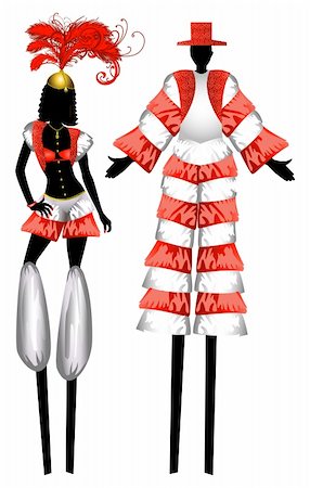 Vector Illustration of two Moko Jumbies also known as stiltwalkers. Stock Photo - Budget Royalty-Free & Subscription, Code: 400-05674383