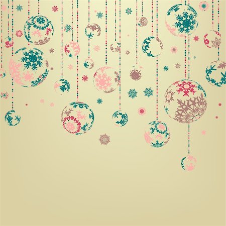 Beige background with christmas balls. EPS 8 vector file included Stock Photo - Budget Royalty-Free & Subscription, Code: 400-05674444