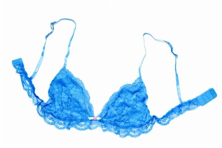 simsearch:400-04313375,k - Blue lacy feminine bra on white background Photographie de stock - Aubaine LD & Abonnement, Code: 400-05674640