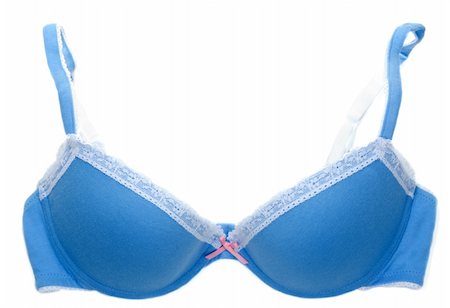 simsearch:400-04313375,k - Blue lacy feminine bra on white background Photographie de stock - Aubaine LD & Abonnement, Code: 400-05674641