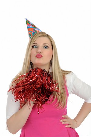 simsearch:400-07748141,k - Pretty party female celebrating birthsday and having fun. isolated Foto de stock - Super Valor sin royalties y Suscripción, Código: 400-05674716