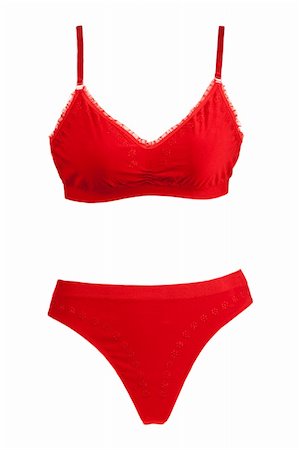 simsearch:400-04313375,k - Kit red panties and bra on white background Photographie de stock - Aubaine LD & Abonnement, Code: 400-05675262