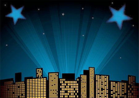 star silhouette background - View of city at night with spotlights in background Stock Photo - Budget Royalty-Free & Subscription, Code: 400-05675458