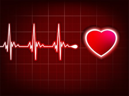 Heart cardiogram with shadow on it deep red. EPS 8 vector file included Stock Photo - Budget Royalty-Free & Subscription, Code: 400-05675937