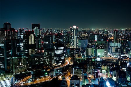 simsearch:400-05706130,k - Skyline of Osaka City in Japan at night with lots of lights Stock Photo - Budget Royalty-Free & Subscription, Code: 400-05676025