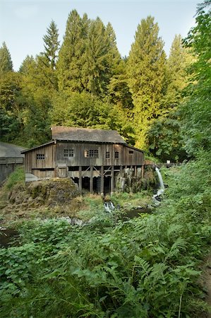 simsearch:400-05718920,k - Historic Grist Mill in Forest along Cedar Creek in Washington State Stock Photo - Budget Royalty-Free & Subscription, Code: 400-05676599