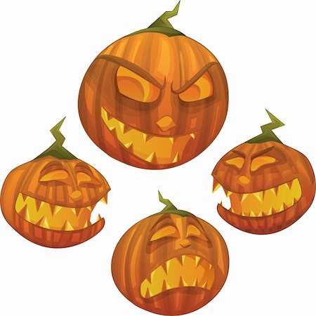 simsearch:400-05325412,k - Vector Halloween pumpkin character with different face expressions: scared, evil, scary, happy Stock Photo - Budget Royalty-Free & Subscription, Code: 400-05676709
