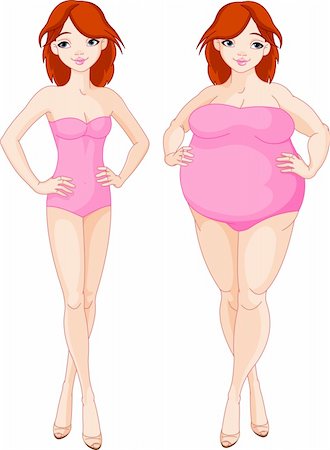 simsearch:400-04647880,k - Illustration of pretty girl before and after diet Stock Photo - Budget Royalty-Free & Subscription, Code: 400-05677212