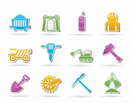 Mining and quarrying industry objects and icons - vector icon set Stock Photo - Budget Royalty-Free & Subscription, Code: 400-05679271