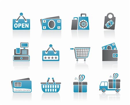 shopping bag icon illustration - shopping and retail icons - vector icon set Stock Photo - Budget Royalty-Free & Subscription, Code: 400-05679272