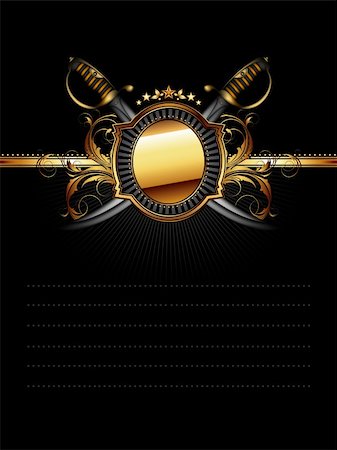 simsearch:400-04400418,k - ornate frame with star and saber, this illustration may be useful as designer work Stock Photo - Budget Royalty-Free & Subscription, Code: 400-05679304