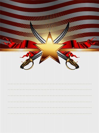 simsearch:400-04400418,k - ornate frame with star, sabers and usa background, this illustration may be useful as designer work Stock Photo - Budget Royalty-Free & Subscription, Code: 400-05679305
