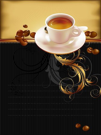 simsearch:400-04400418,k - cup of coffee with ornate elements, this illustration may be useful as designer work Stock Photo - Budget Royalty-Free & Subscription, Code: 400-05679301