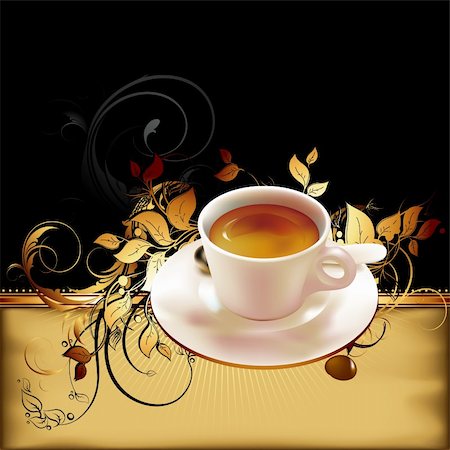 simsearch:400-04400418,k - cup of coffee with ornate elements, this illustration may be useful as designer work Stock Photo - Budget Royalty-Free & Subscription, Code: 400-05679302