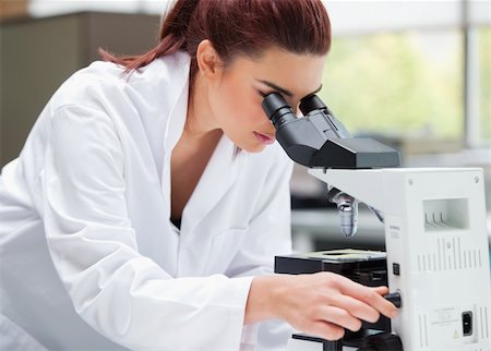 simsearch:400-05669968,k - Young scientist looking into a microscope in a laboratory Stock Photo - Budget Royalty-Free & Subscription, Code: 400-05670342