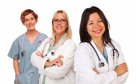 Three Female Doctors or Nurses Isolated on a White Background. Stock Photo - Budget Royalty-Free & Subscription, Code: 400-05670820