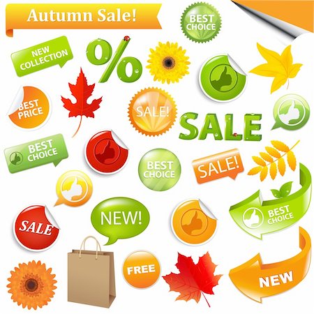 flower sale - Autumn Discount Tickets, Isolated On White Background, Vector Illustration Stock Photo - Budget Royalty-Free & Subscription, Code: 400-05670846