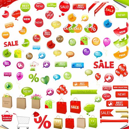 sale control - Big Discount Set, Isolated On White Background, Vector Illustration Stock Photo - Budget Royalty-Free & Subscription, Code: 400-05670847