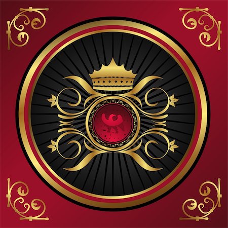 red golden flower border designs - Illustration floral vintage with heraldic elements - vector Stock Photo - Budget Royalty-Free & Subscription, Code: 400-05671408