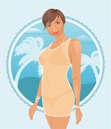 simsearch:400-04702742,k - Illustration pretty girl on summer background - vector Stock Photo - Budget Royalty-Free & Subscription, Code: 400-05671412
