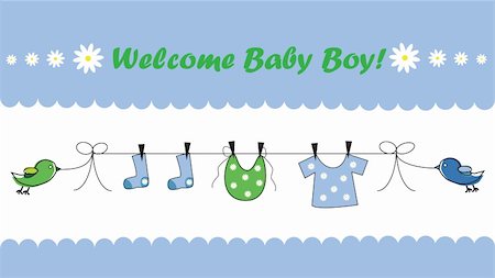 Cute blue welcome home baby boy announcement shower invitation Stock Photo - Budget Royalty-Free & Subscription, Code: 400-05671466