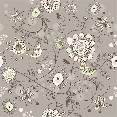 simsearch:400-05680306,k - seamless vector floral background with flowers and birds Stock Photo - Budget Royalty-Free & Subscription, Code: 400-05671764