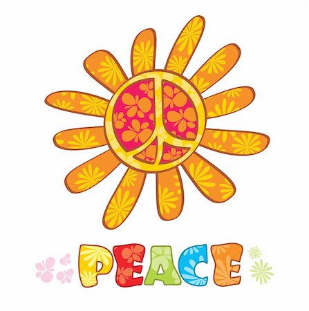 peace backdrop - Hippie peace symbol, vector illustration Foto de stock - Super Valor sin royalties y Suscripción, Código: 400-05671828