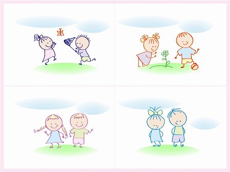 Cheerful and happy kids. Vector illustration. Stock Photo - Budget Royalty-Free & Subscription, Code: 400-05672392